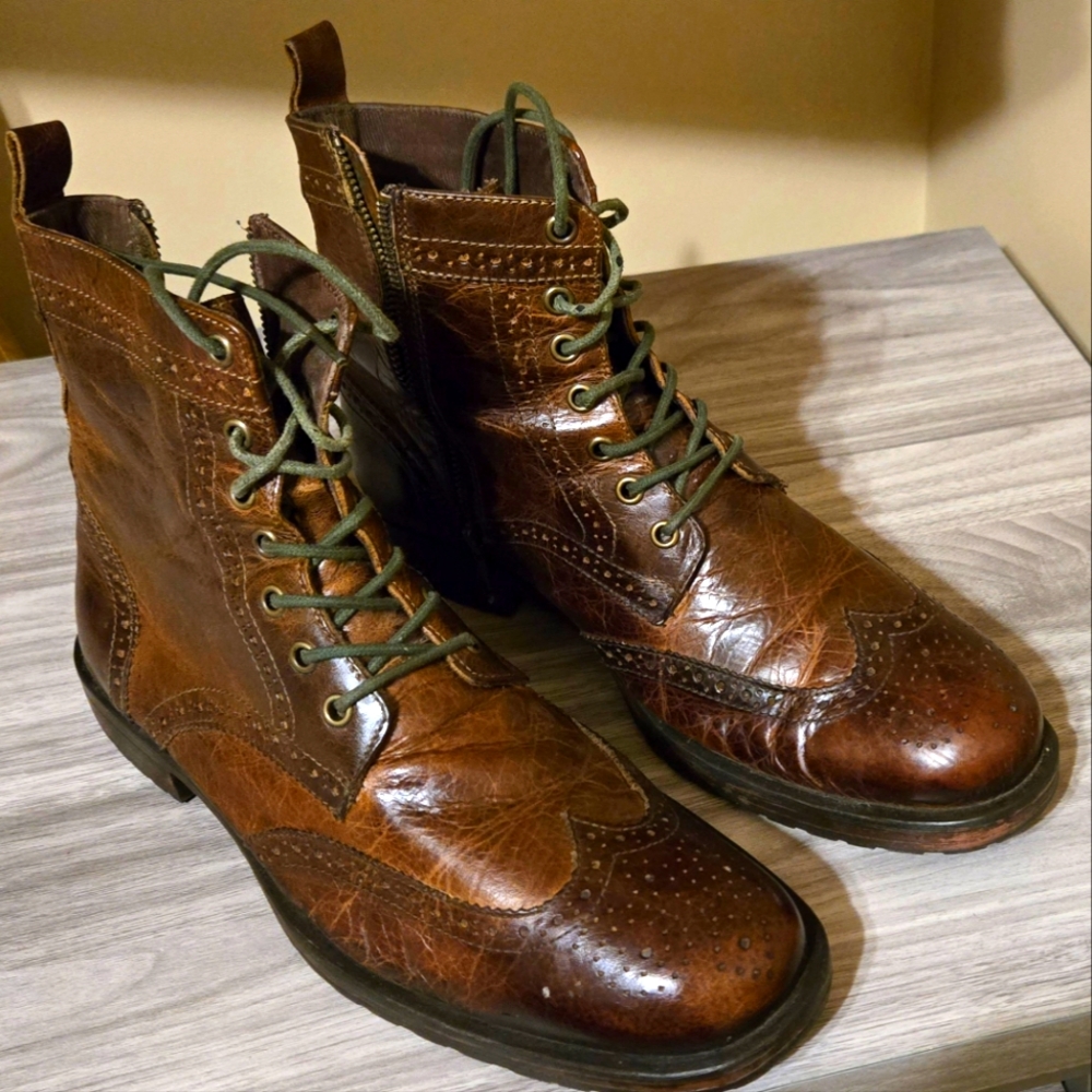 Anston Grey Brown Leather Boots